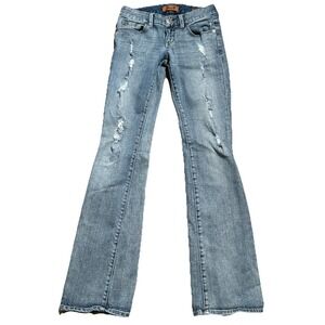 Seven 7 Jeans Women's Size 25 Distressed Low Rise Bootcut Denim Jeans Blue